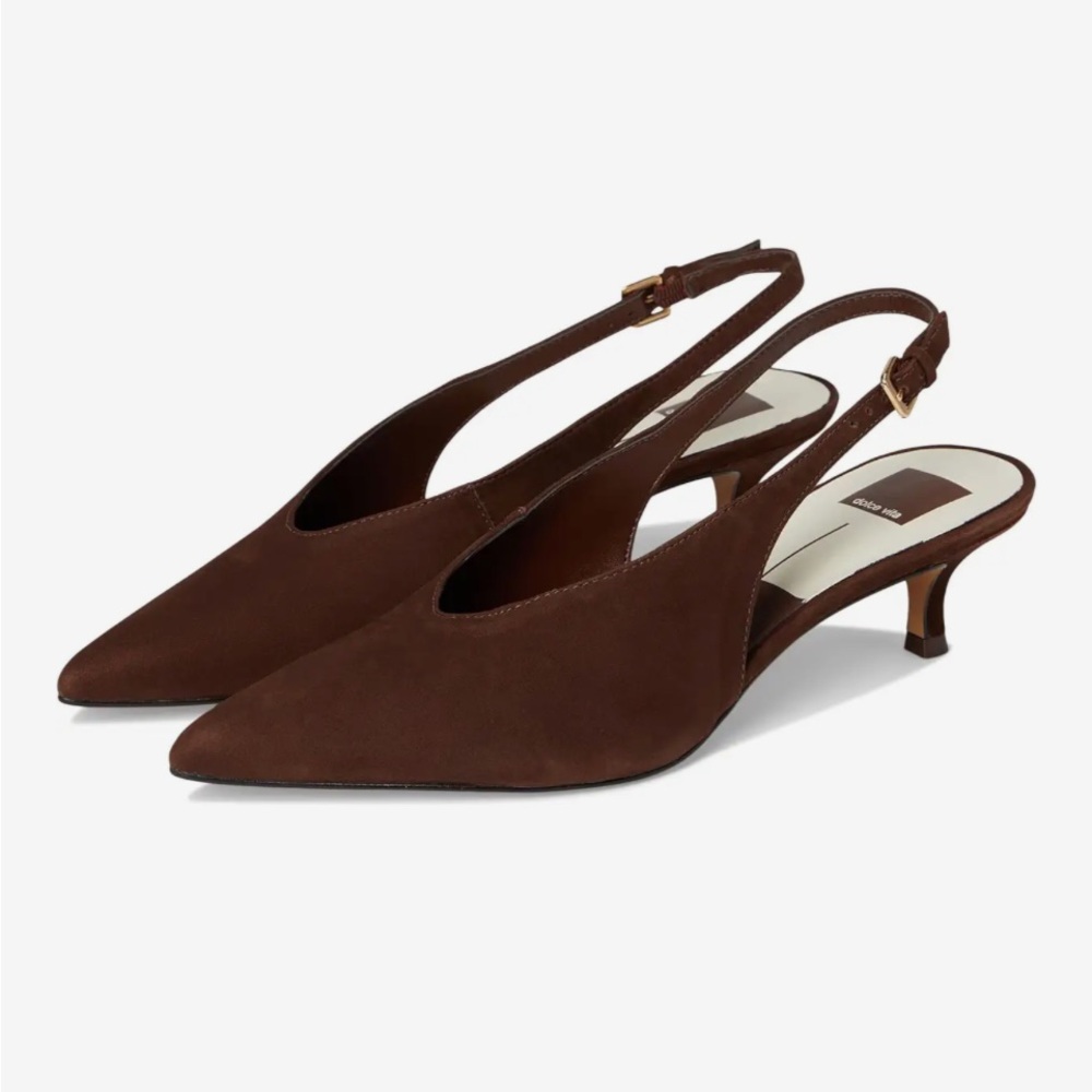 Dolce Vita Alena Women’s Brown Suede Slingback Kitten Heel